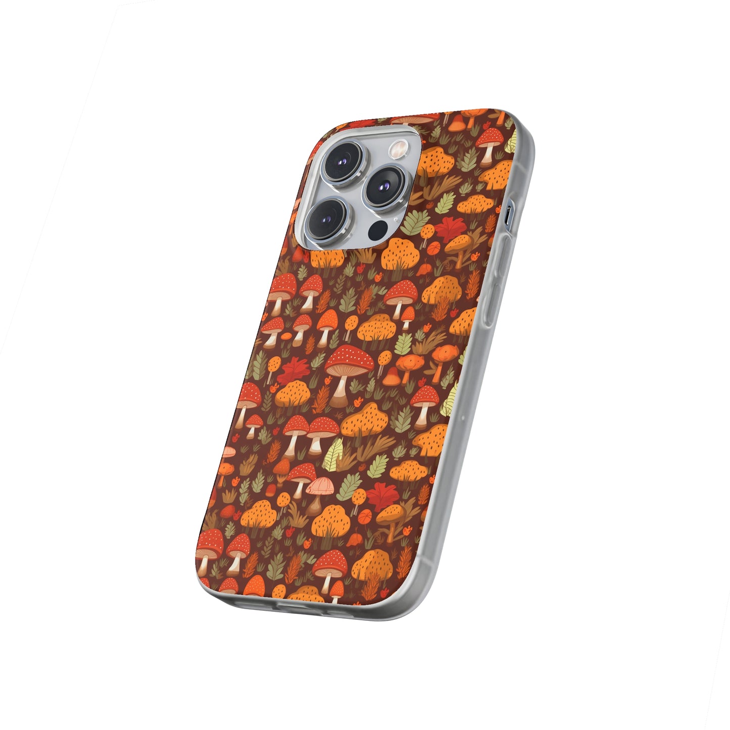 Autumn Spore Wonderland: Enchanting Mushroom and Leaf Designs - Flexible Phone Case