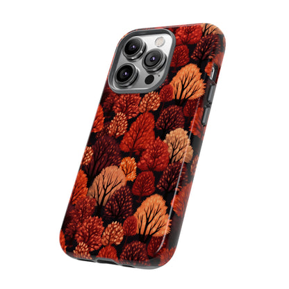 Crimson Forest: Autumn Trees in Vibrant Detail - Tough Phone Case