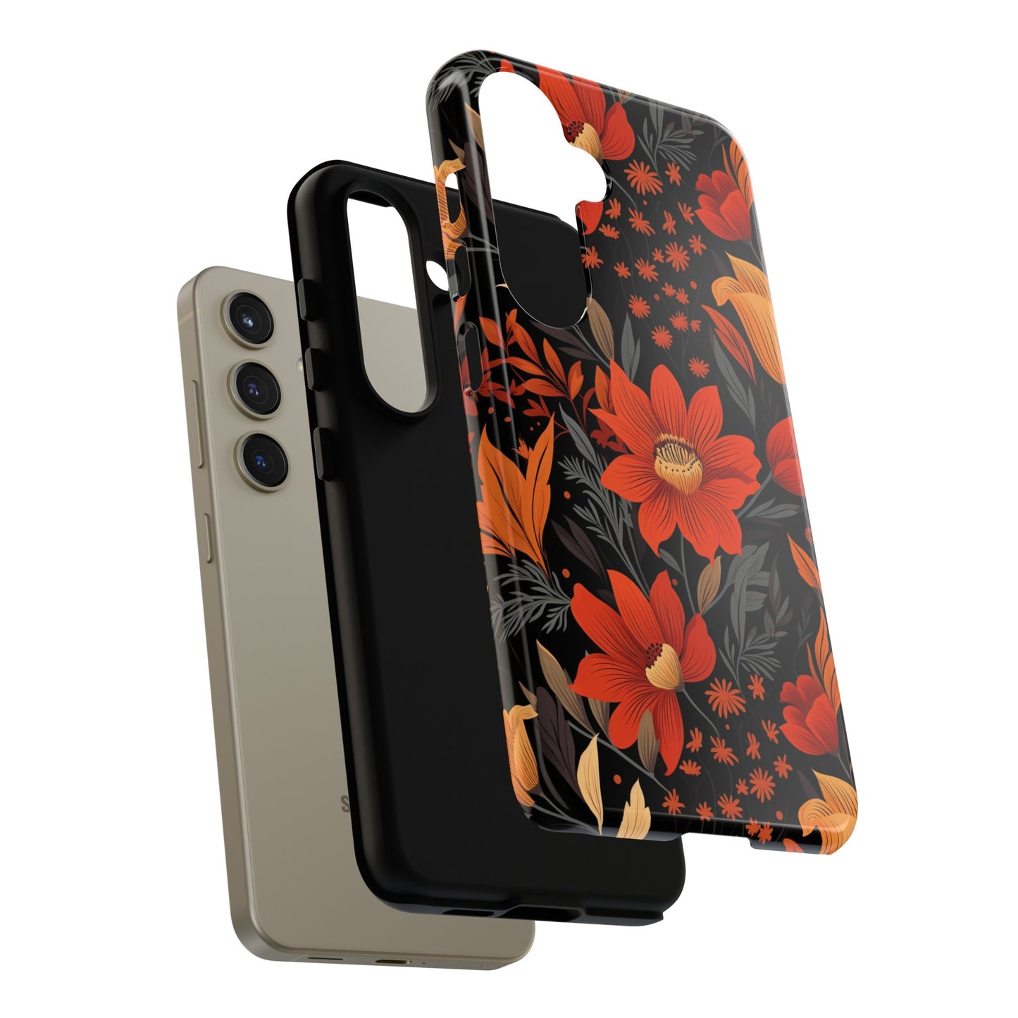 Autumn Blossom Noir: A Dark Floral Canvas Tough Case