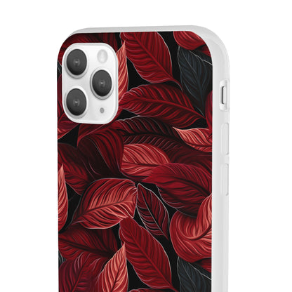 Scarlet Whispers: Lush Autumn Colours in Botanical Bliss - Flexible Phone Case