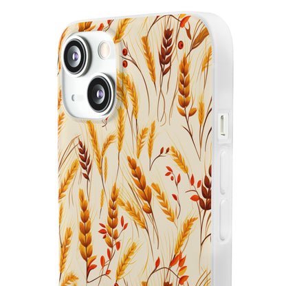 Golden Harvest: An Autumn Collage of Wheat and Berries - Flexible Phone Case