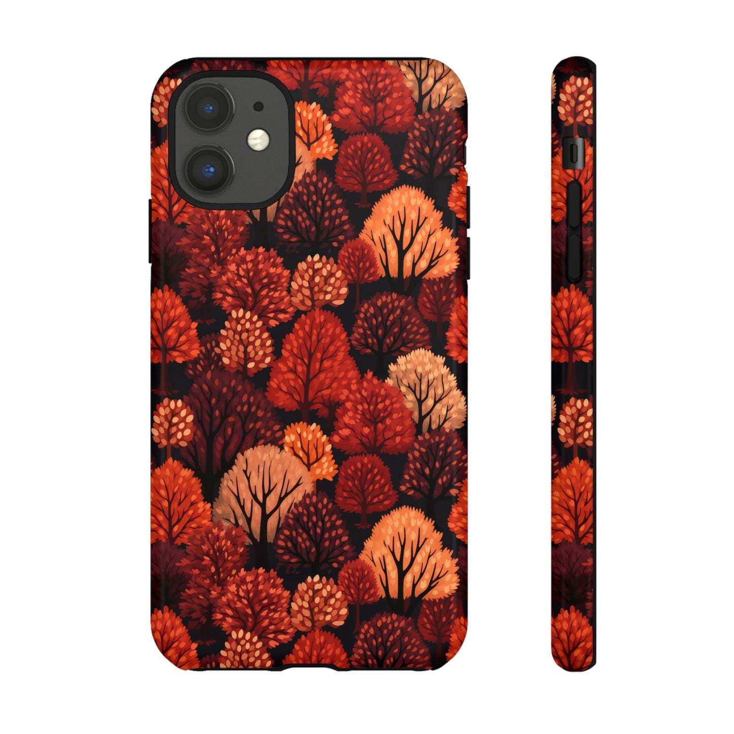 Crimson Forest: Autumn Trees in Vibrant Detail - Tough Phone Case