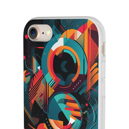 Vibrant Geometric Fusion Phone Case - Bold Squares & Circles Design - Flexi Cases Phone Case Pattern Symphony   