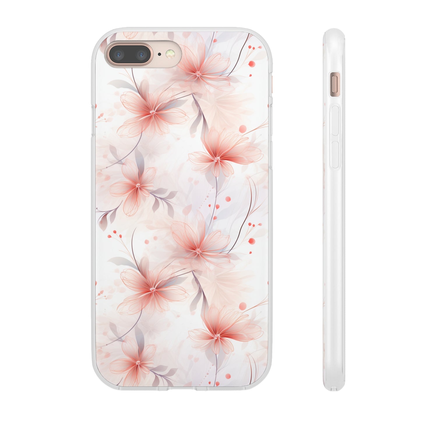 Whispering Petals: Subtle Grey & Pastel Red Gradient Phone Case