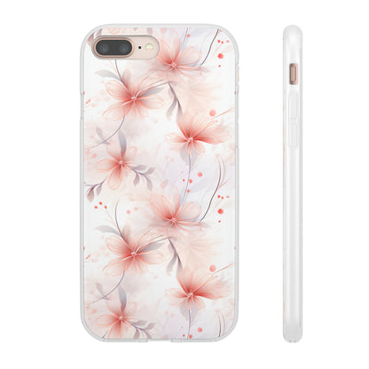 Whispering Petals: Subtle Grey & Pastel Red Gradient Phone Case