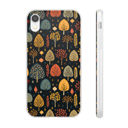 Mid-Century Mosaic: Dappled Leaves and Folk Imagery - Flexible Phone Case