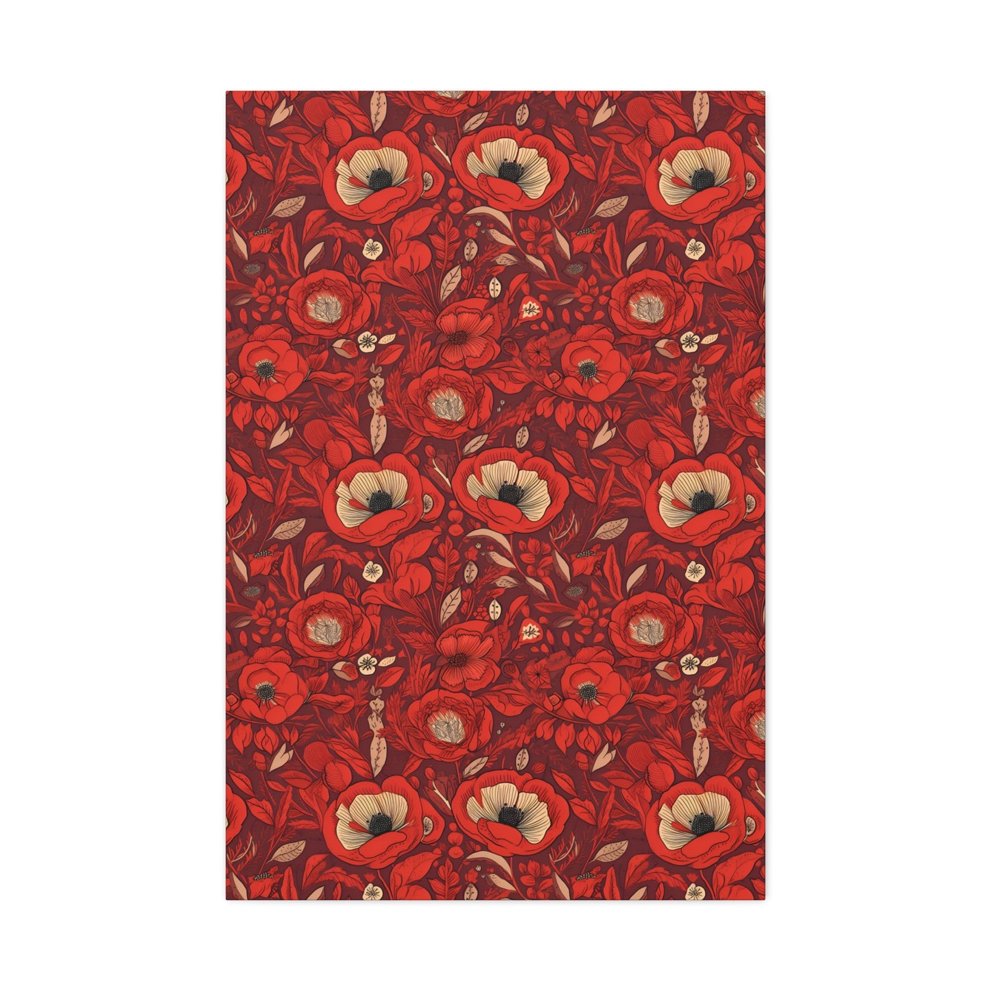 Radiant Spring Blossoms - Vibrant Red Floral Design - Wall Art Canvas