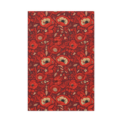 Radiant Spring Blossoms - Vibrant Red Floral Design - Wall Art Canvas