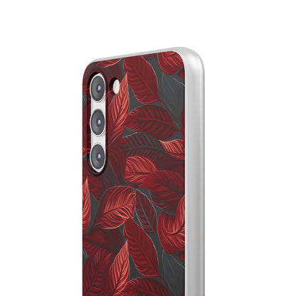 Scarlet Whispers: Lush Autumn Colours in Botanical Bliss - Flexible Phone Case