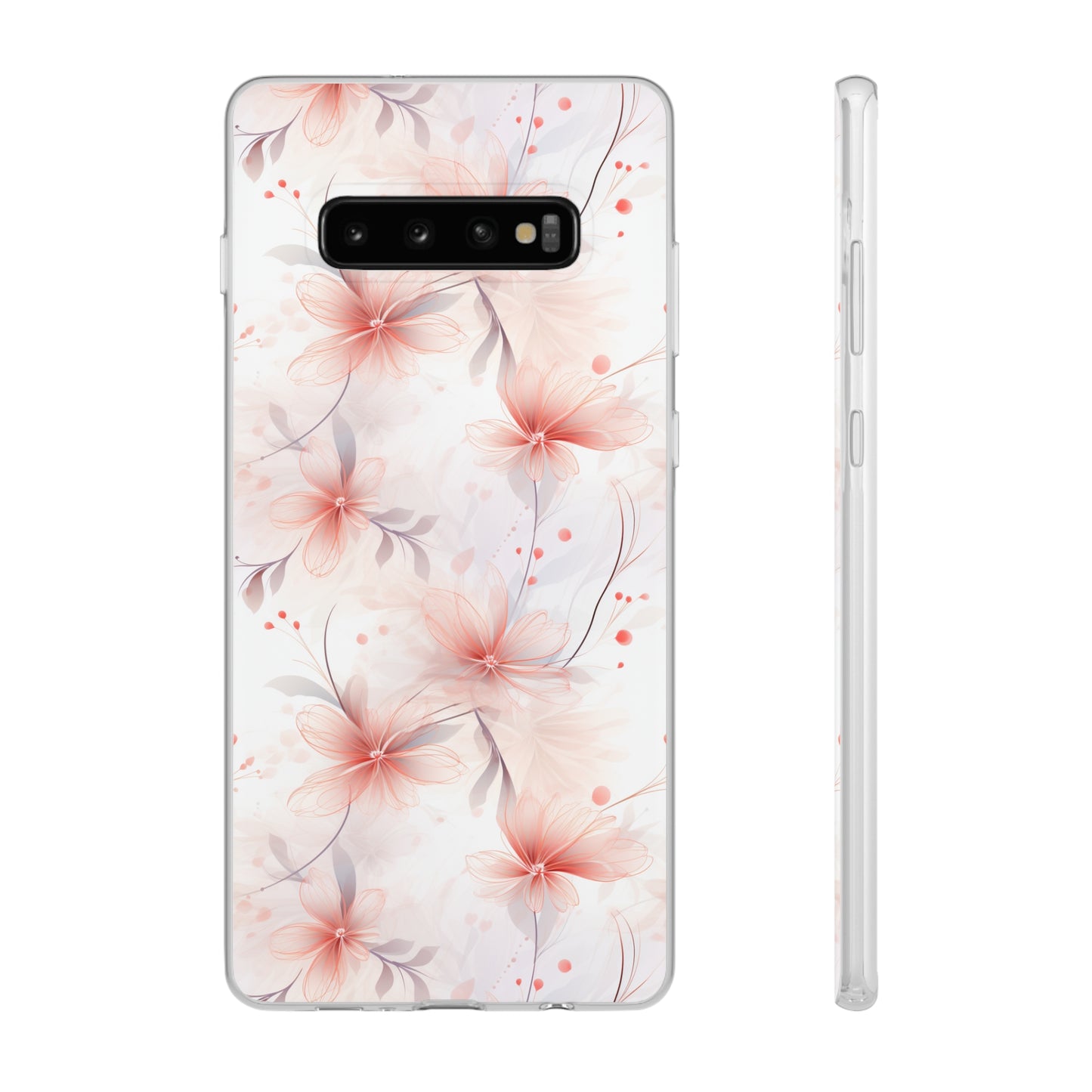 Whispering Petals: Subtle Grey & Pastel Red Gradient Phone Case