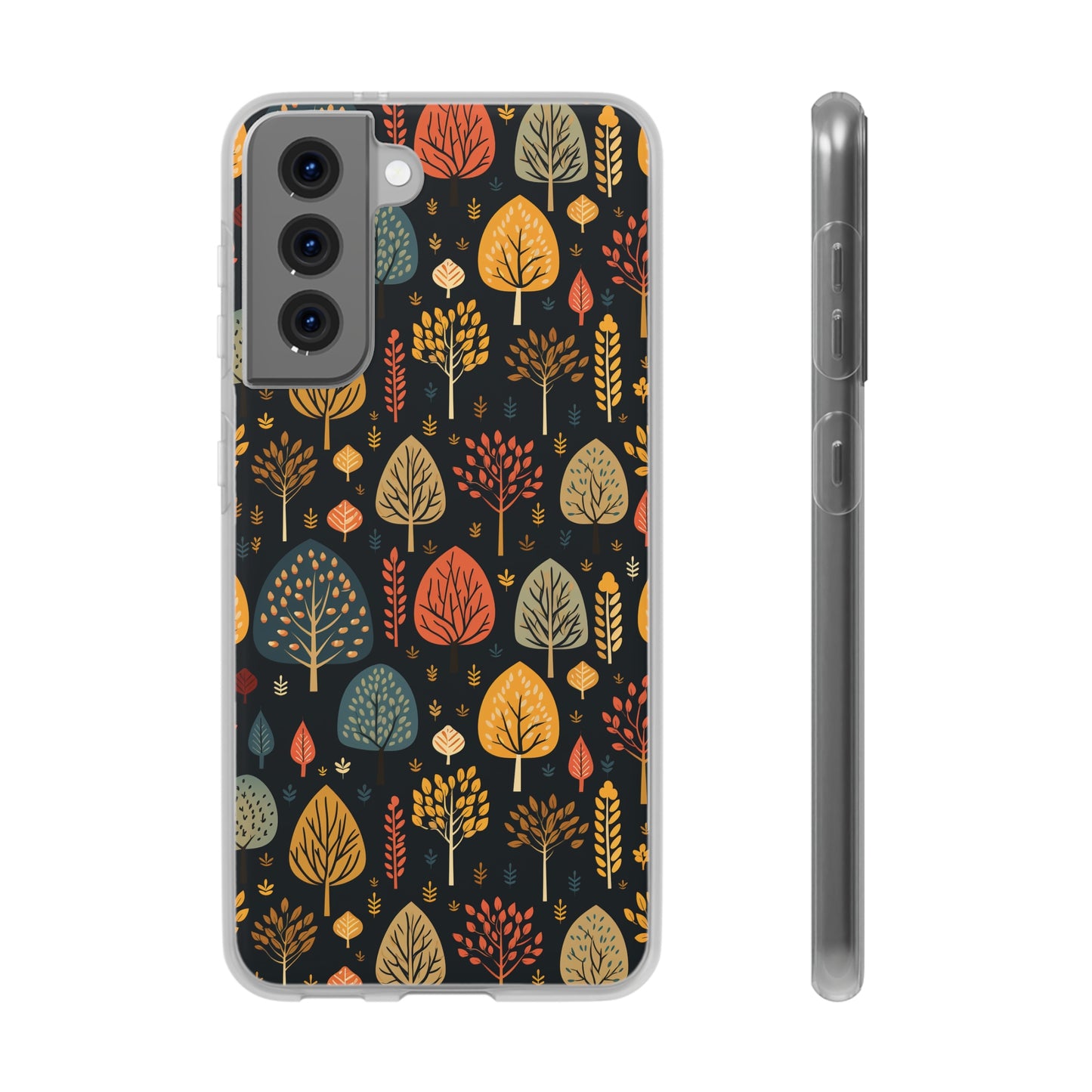 Mid-Century Mosaic: Dappled Leaves and Folk Imagery - Flexible Phone Case