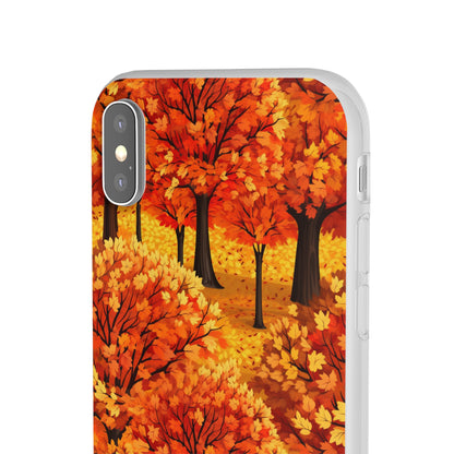 Impasto-Style Woodlands: High-Contrast Autumn Foliage - Flexible Phone Case