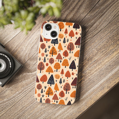 Terracotta Tree Tapestry: A Playful Autumn Mosaic - Flexible Phone Case