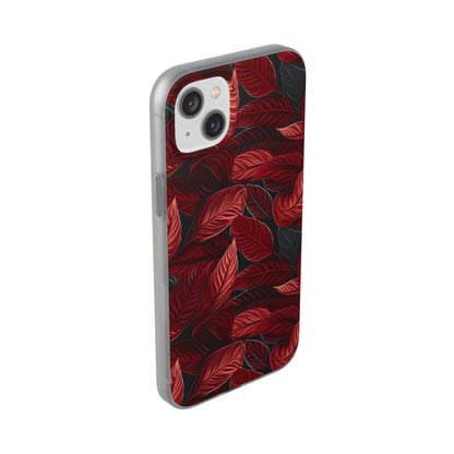 Scarlet Whispers: Lush Autumn Colours in Botanical Bliss - Flexible Phone Case