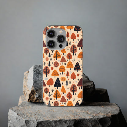 Terracotta Tree Tapestry: A Playful Autumn Mosaic - Flexible Phone Case