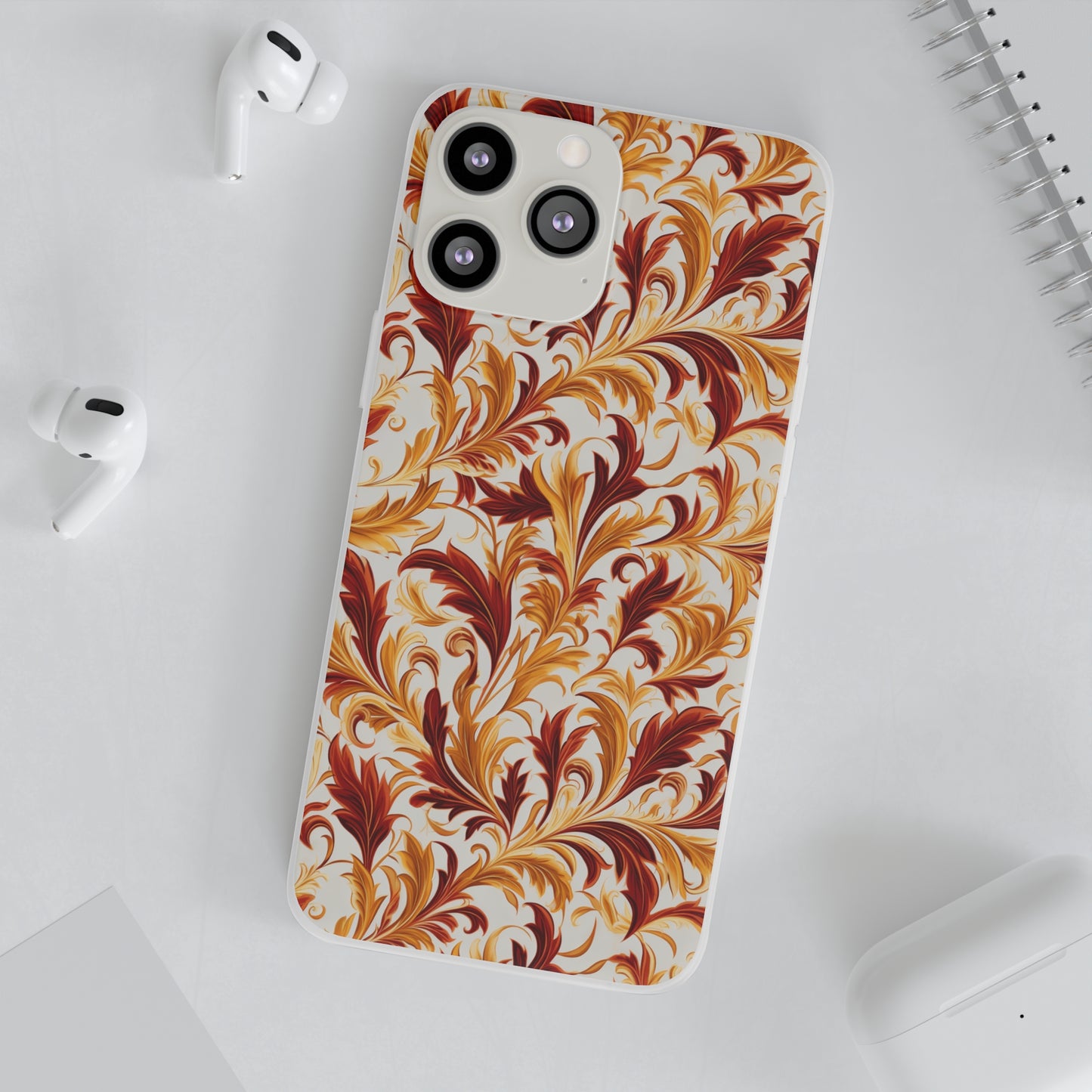 Swirling Autumn: Vortexes of Fall Foliage in Gold and Bronze - Flexible Phone Case