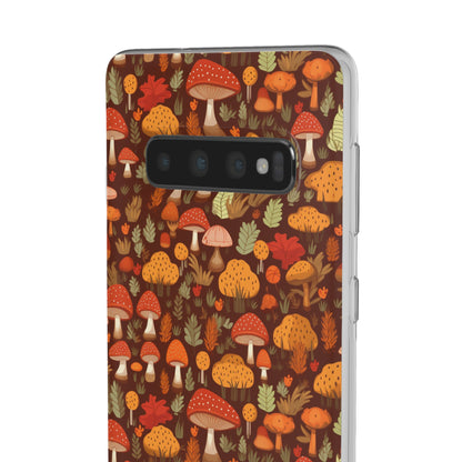 Autumn Spore Wonderland: Enchanting Mushroom and Leaf Designs - Flexible Phone Case