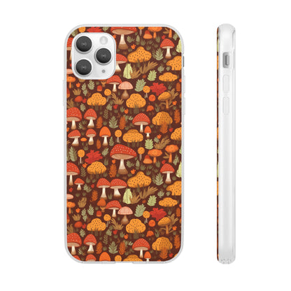 Autumn Spore Wonderland: Enchanting Mushroom and Leaf Designs - Flexible Phone Case