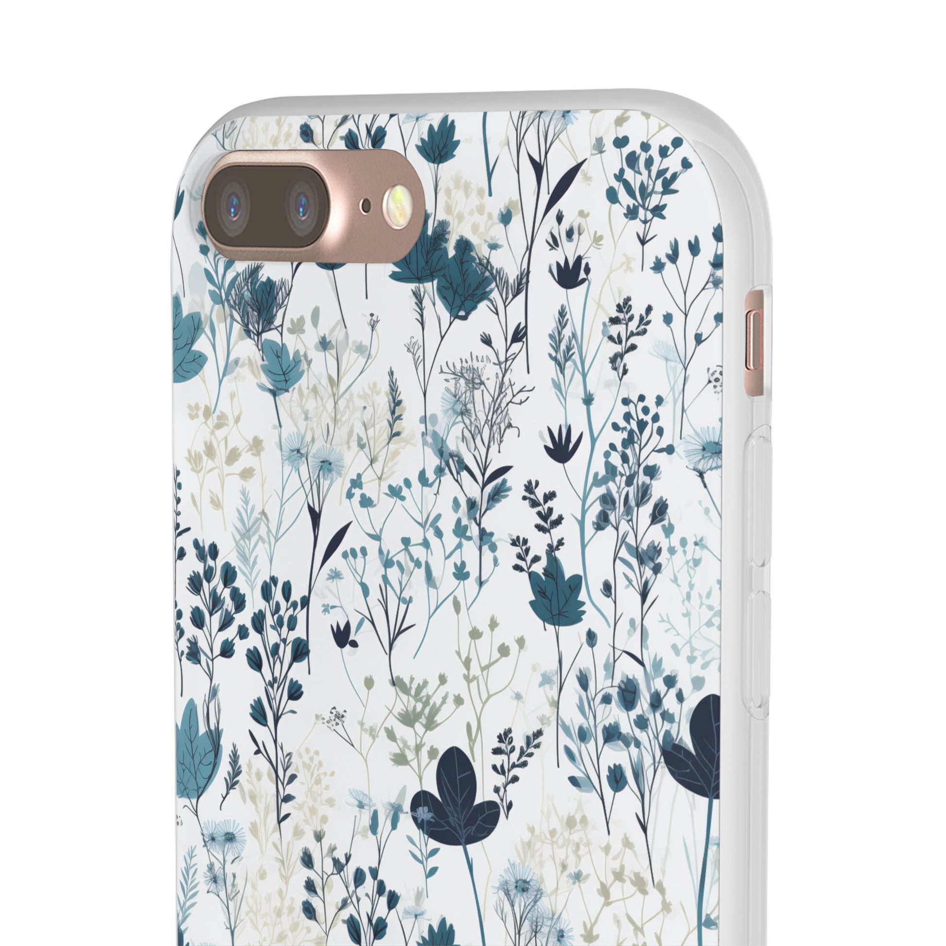 Serene Blue Wildflower Phone Case - Elegant White Background Design - Spring Collection - Flexi Cases Phone Case Pattern Symphony   