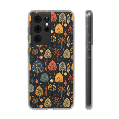 Mid-Century Mosaic: Dappled Leaves and Folk Imagery - Flexible Phone Case