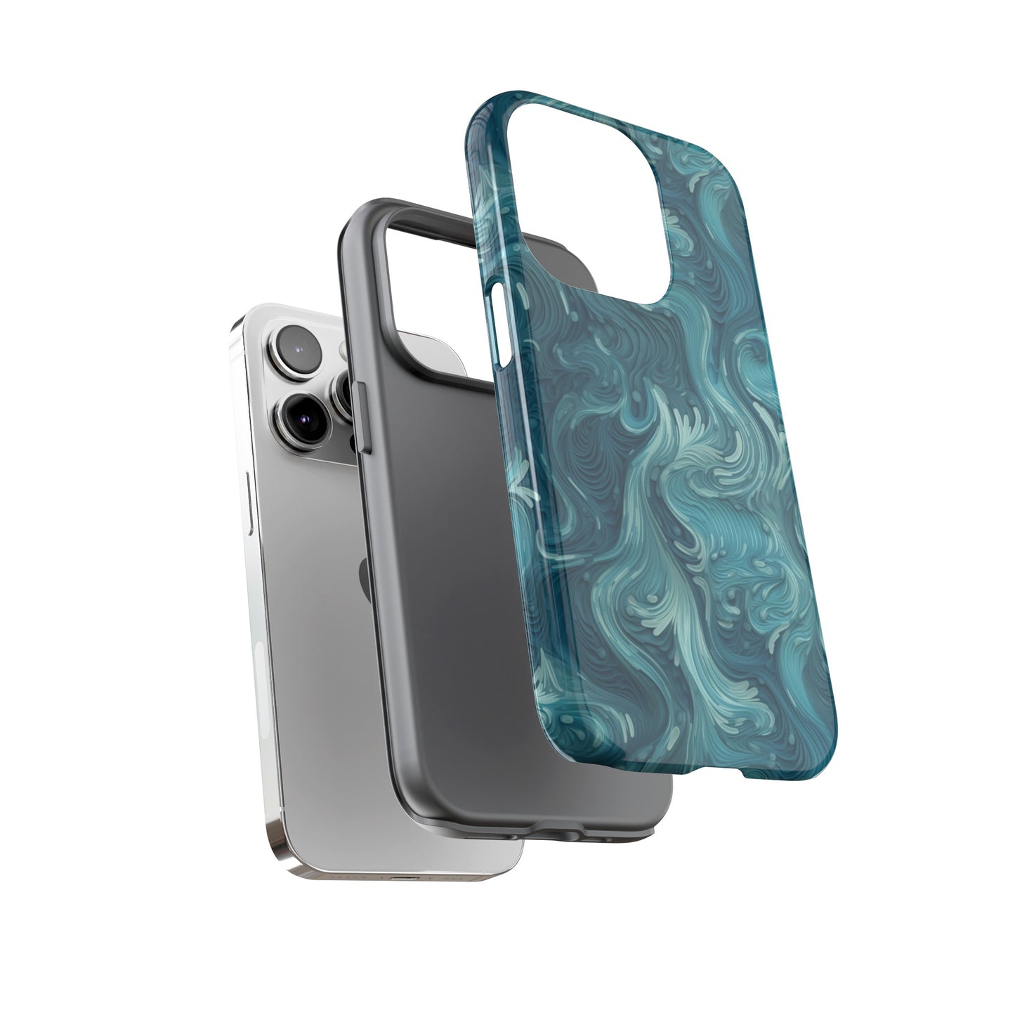 Azure Depths: Layered Blue Topographic Design Tough Phone Case