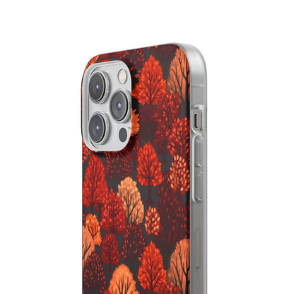 Crimson Forest: Autumn Trees in Vibrant Detail - Flexible Phone Case