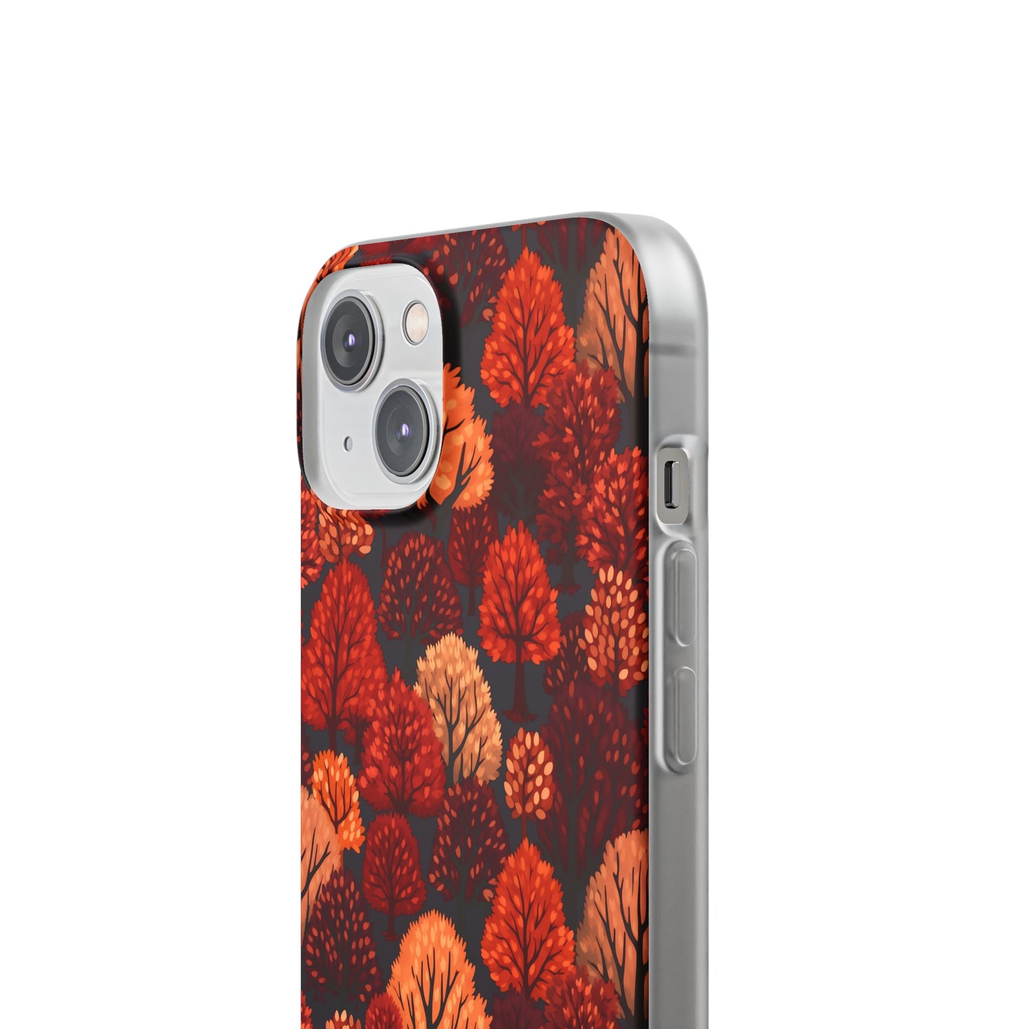 Crimson Forest: Autumn Trees in Vibrant Detail - Flexible Phone Case