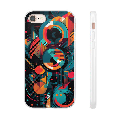 Vibrant Geometric Fusion Phone Case - Bold Squares & Circles Design - Flexi Cases Phone Case Pattern Symphony   