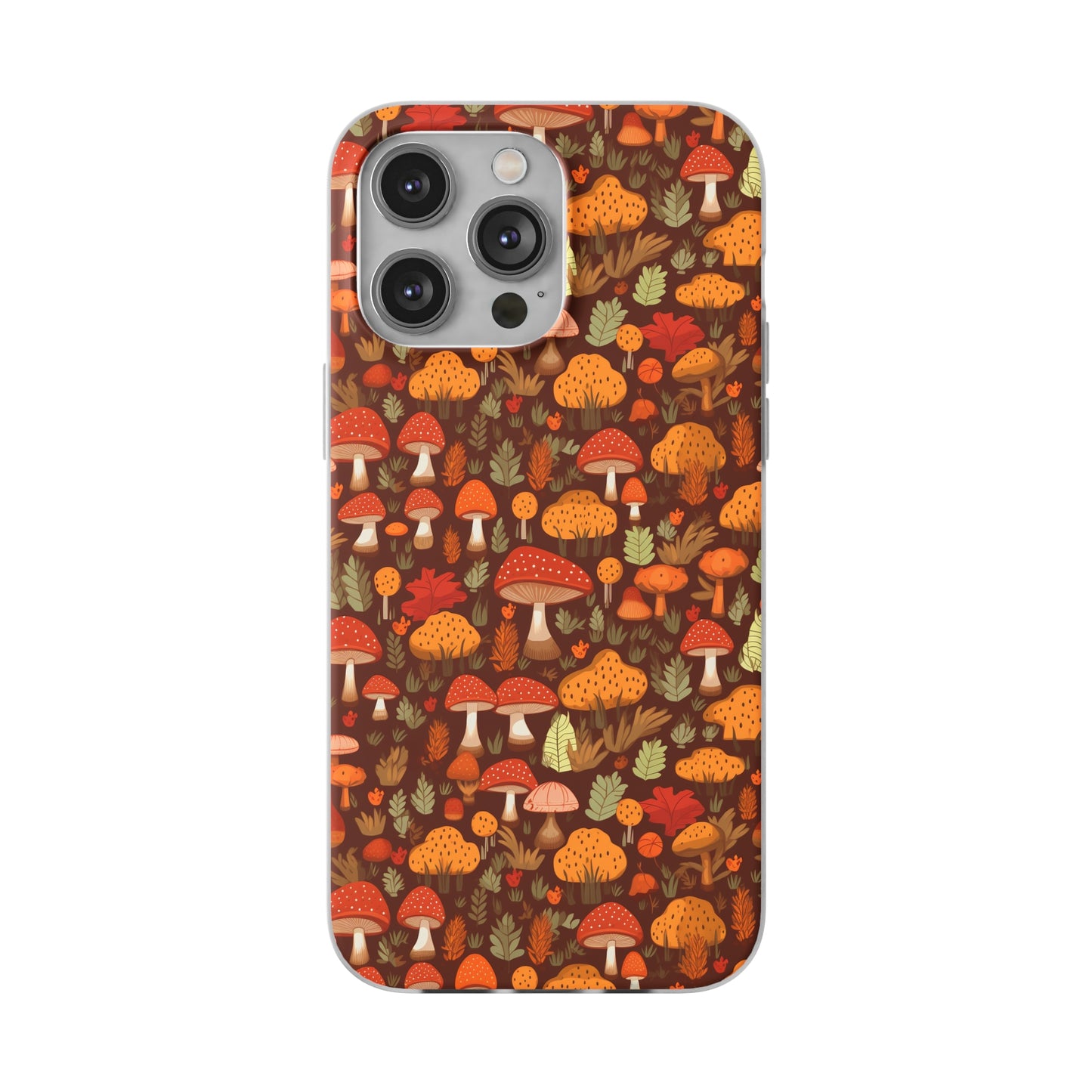 Autumn Spore Wonderland: Enchanting Mushroom and Leaf Designs - Flexible Phone Case