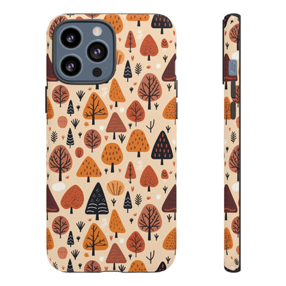 Terracotta Tree Tapestry: A Playful Autumn Mosaic - Tough Phone Case