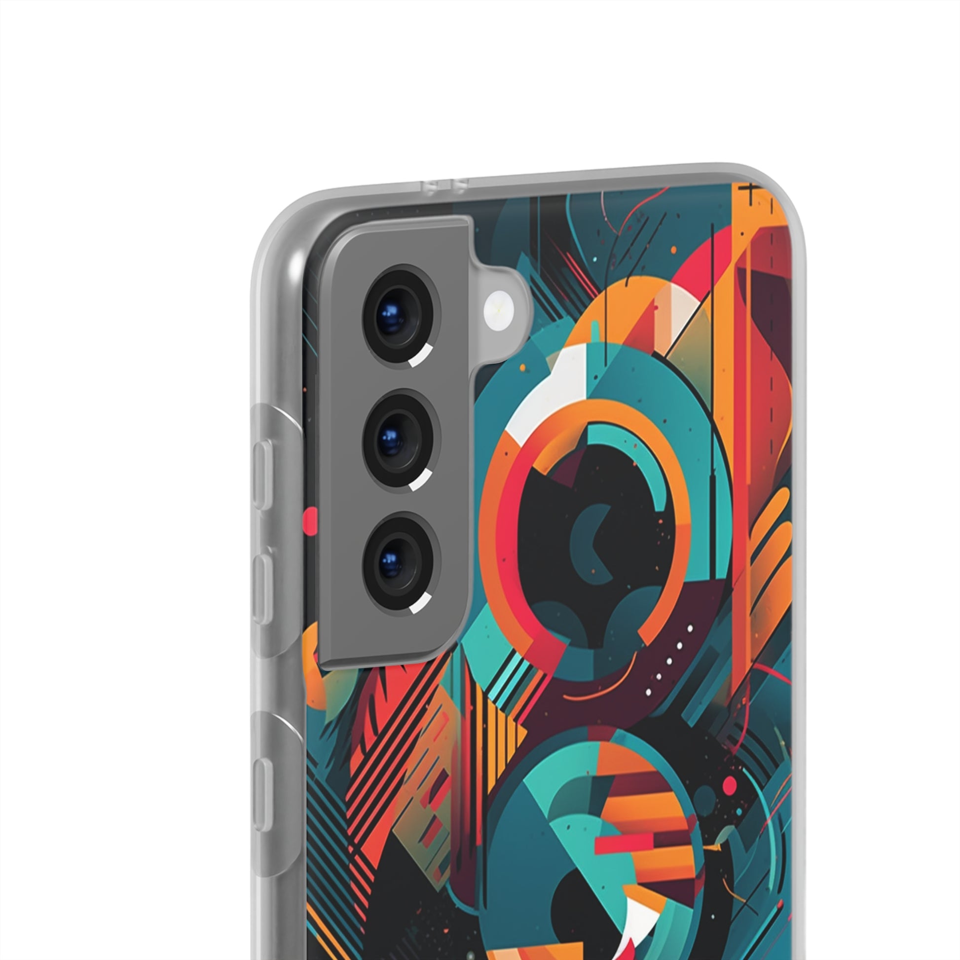 Vibrant Geometric Fusion Phone Case - Bold Squares & Circles Design - Flexi Cases Phone Case Pattern Symphony   