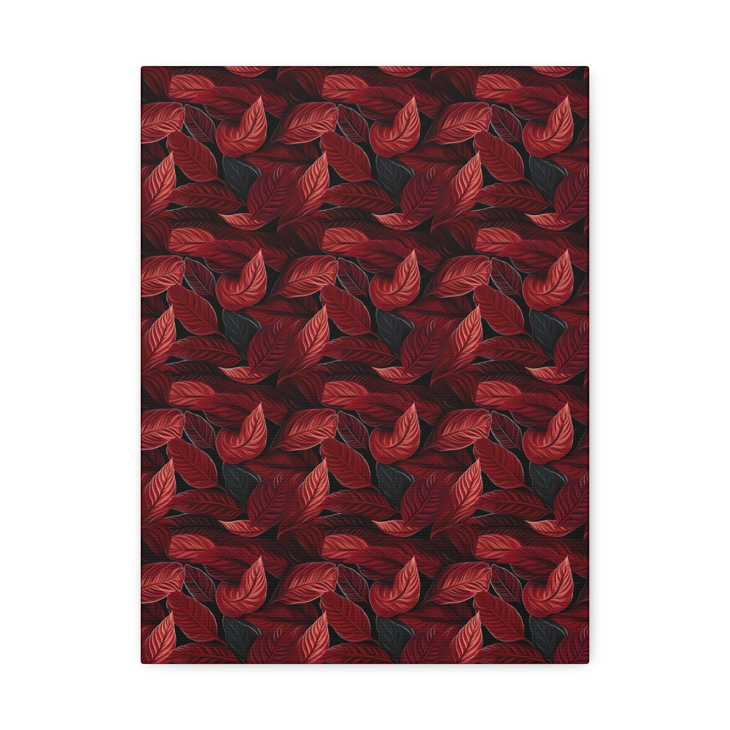 Scarlet Whispers: Lush Autumn Colours in Botanical Bliss - Satin Canvas, Stretched