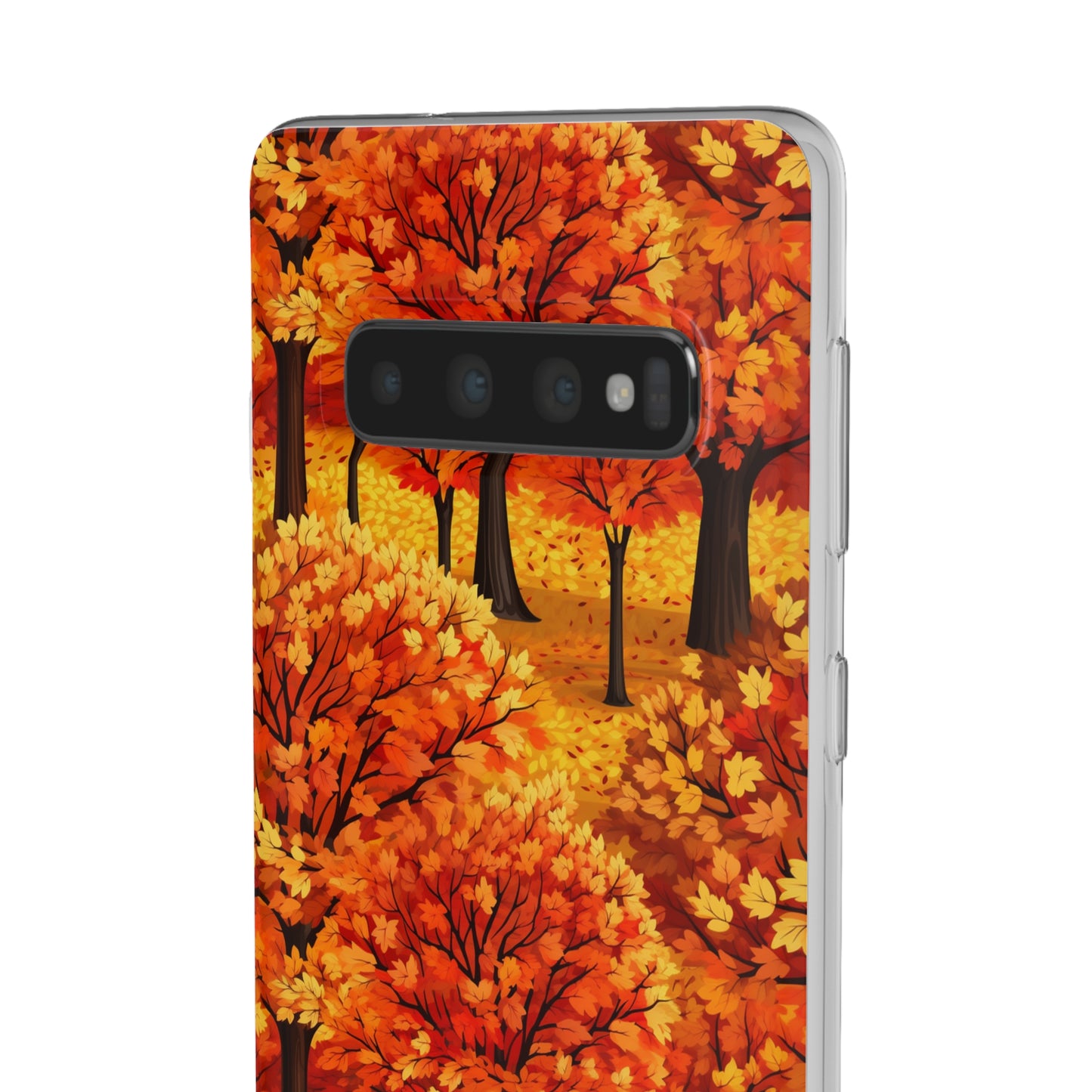 Impasto-Style Woodlands: High-Contrast Autumn Foliage - Flexible Phone Case