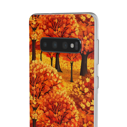 Impasto-Style Woodlands: High-Contrast Autumn Foliage - Flexible Phone Case