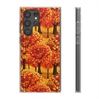 Impasto-Style Woodlands: High-Contrast Autumn Foliage - Flexible Phone Case