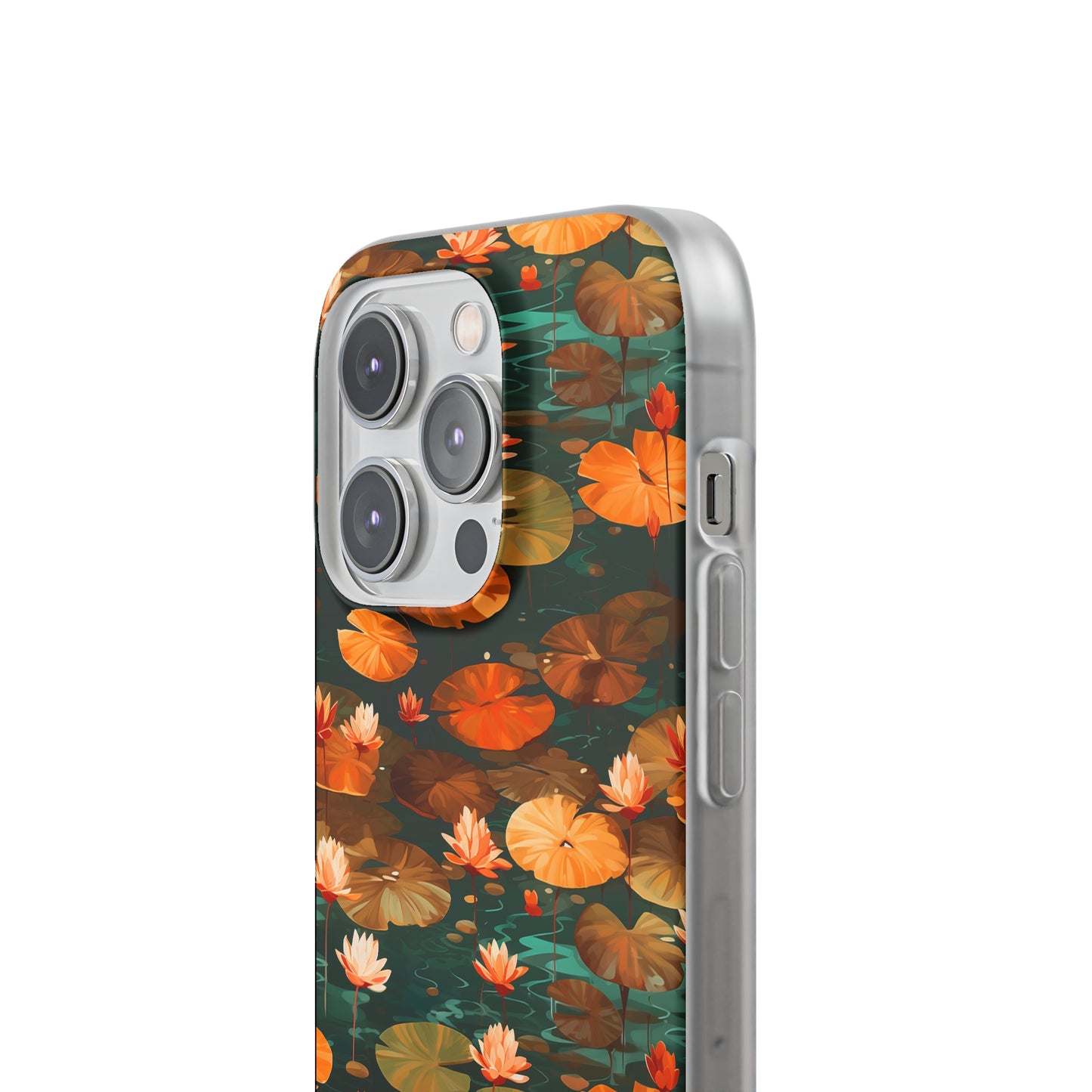 Orange Lotus Whisper: Autumn on the Water - Flexible Phone Case