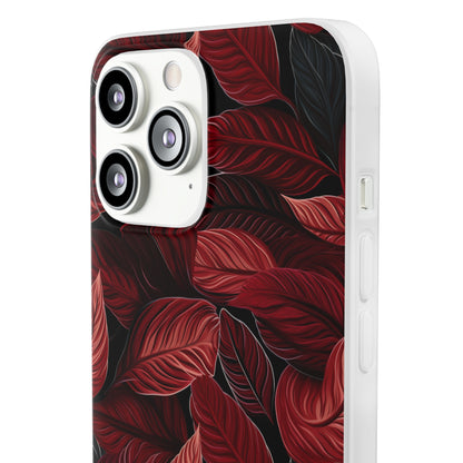 Scarlet Whispers: Lush Autumn Colours in Botanical Bliss - Flexible Phone Case