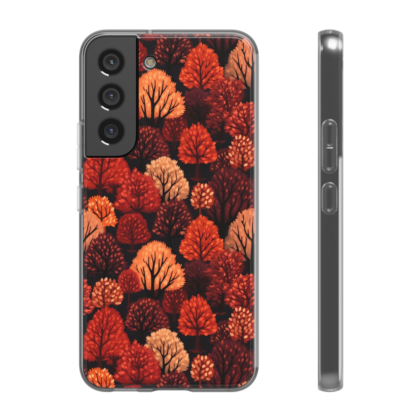 Crimson Forest: Autumn Trees in Vibrant Detail - Flexible Phone Case