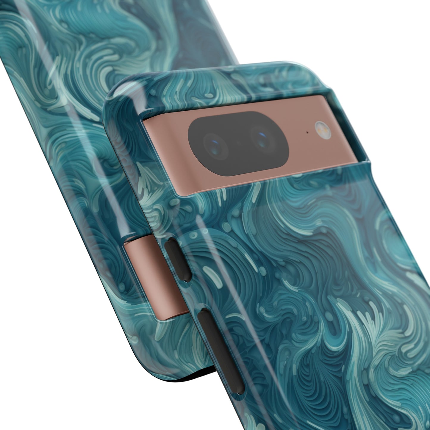 Azure Depths: Layered Blue Topographic Design Tough Phone Case