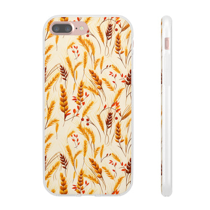 Golden Harvest: An Autumn Collage of Wheat and Berries - Flexible Phone Case