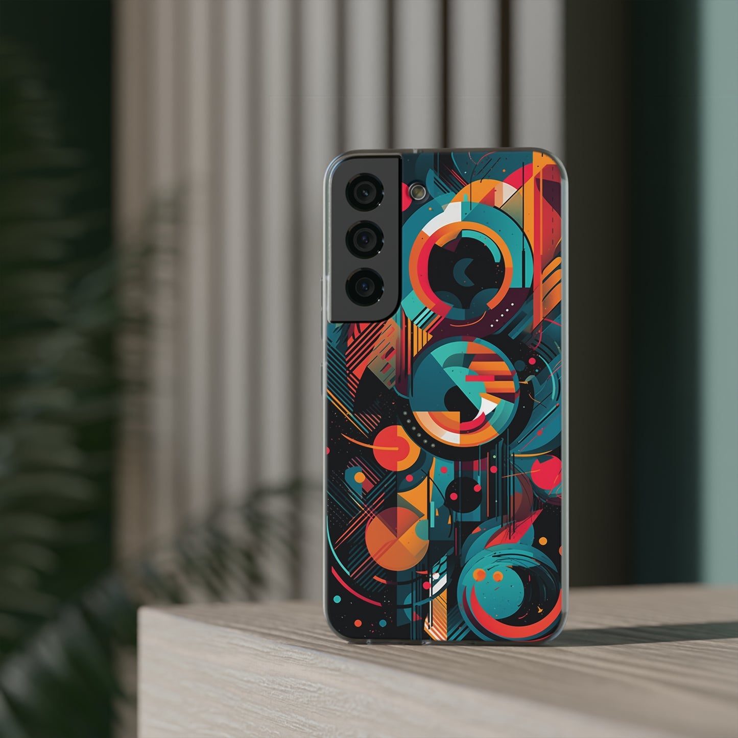 Vibrant Geometric Fusion Phone Case - Bold Squares & Circles Design - Flexi Cases Phone Case Pattern Symphony Samsung Galaxy S22 with gift packaging  