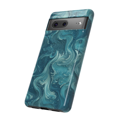 Azure Depths: Layered Blue Topographic Design Tough Phone Case