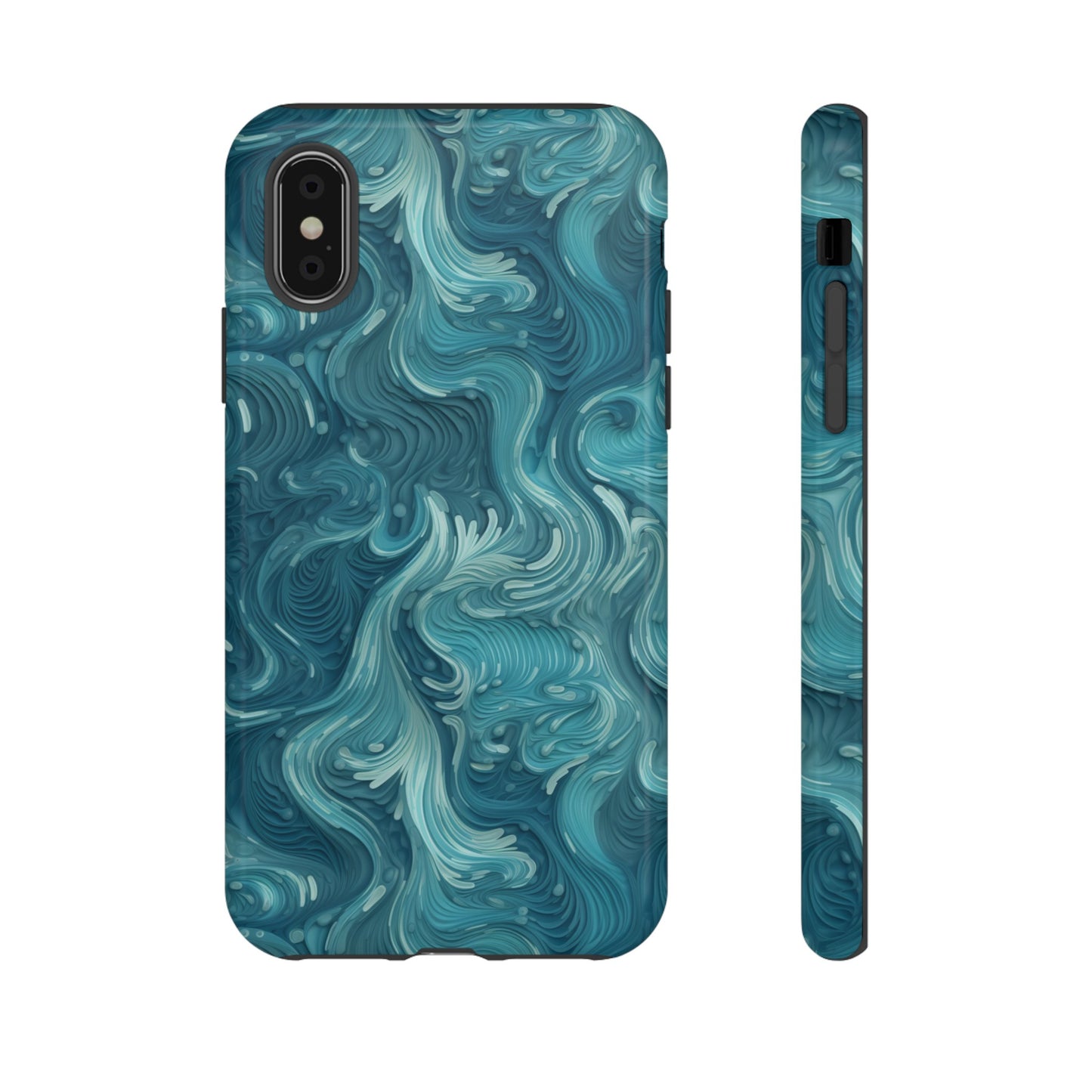 Azure Depths: Layered Blue Topographic Design Tough Phone Case