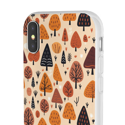 Terracotta Tree Tapestry: A Playful Autumn Mosaic - Flexible Phone Case