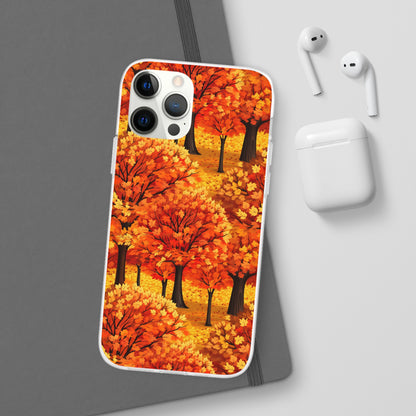 Impasto-Style Woodlands: High-Contrast Autumn Foliage - Flexible Phone Case