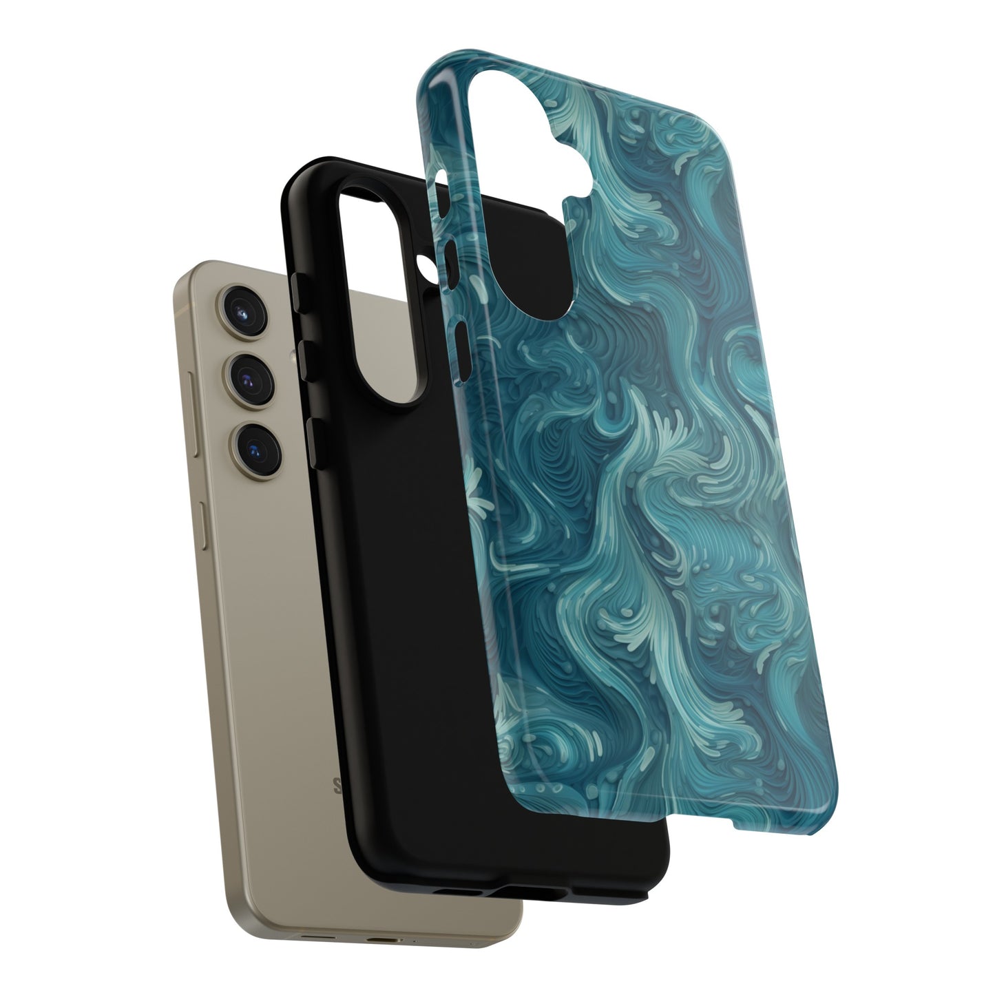 Azure Depths: Layered Blue Topographic Design Tough Phone Case