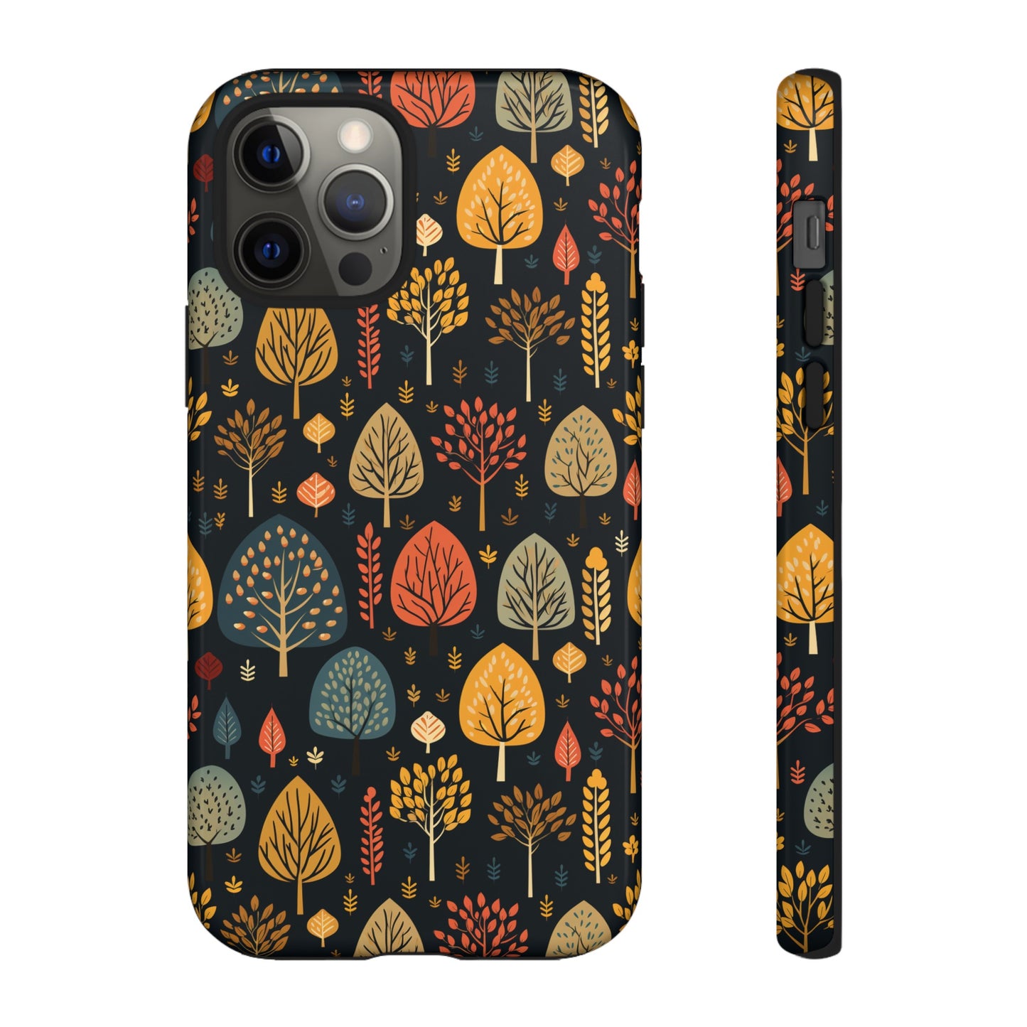 Mid-Century Mosaic: Dappled Leaves and Folk Imagery - Tough Phone Case