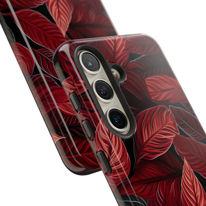 Scarlet Whispers: Lush Autumn Colours in Botanical Bliss - Tough Phone Case