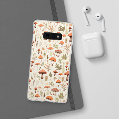 Mushroom Haven - Autumnal Tones Botanical illustration - Flexible Phone Case