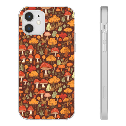 Autumn Spore Wonderland: Enchanting Mushroom and Leaf Designs - Flexible Phone Case